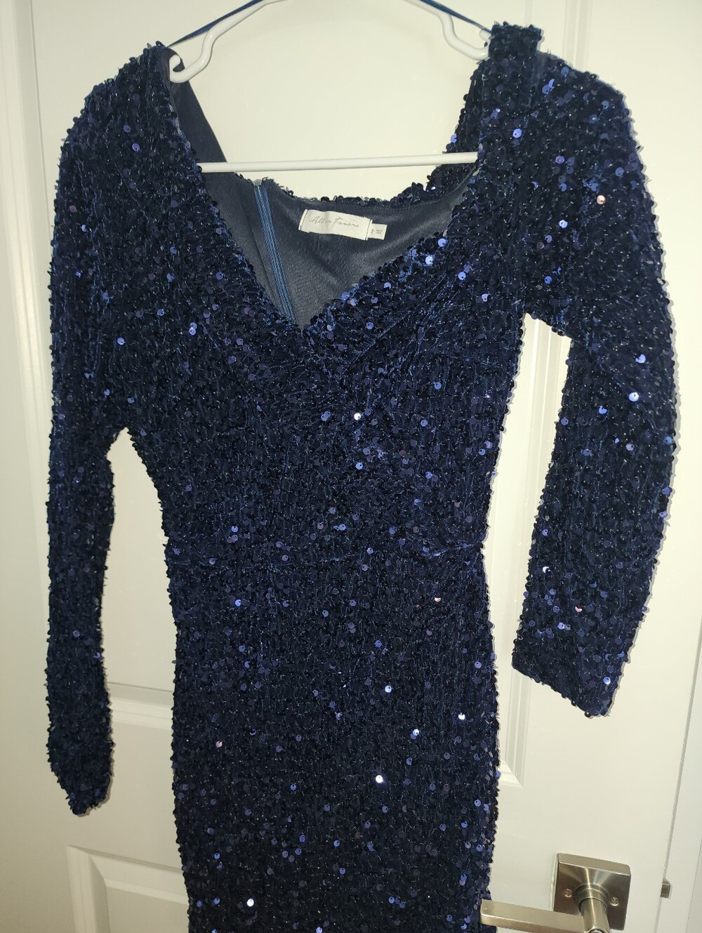 All in Favor Navy Asymmetrical Sequin Dress - Picture 4 of 9